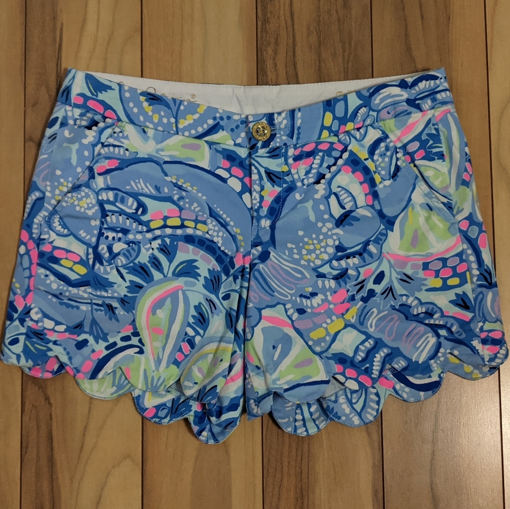 EUC! Lilly Pulitzer Buttercup Stretch Shorts Blue Peri Pinch Pinch Size 2
